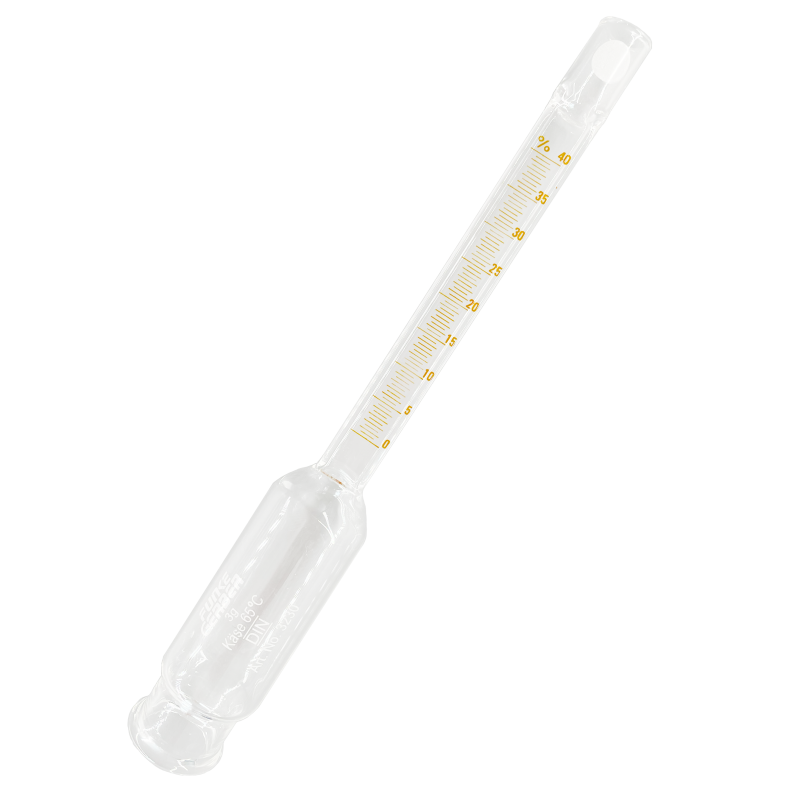 Butyromètre à fromage 0-40%:0.5 avec Becher perforé, bouchon et bouchon à orifice