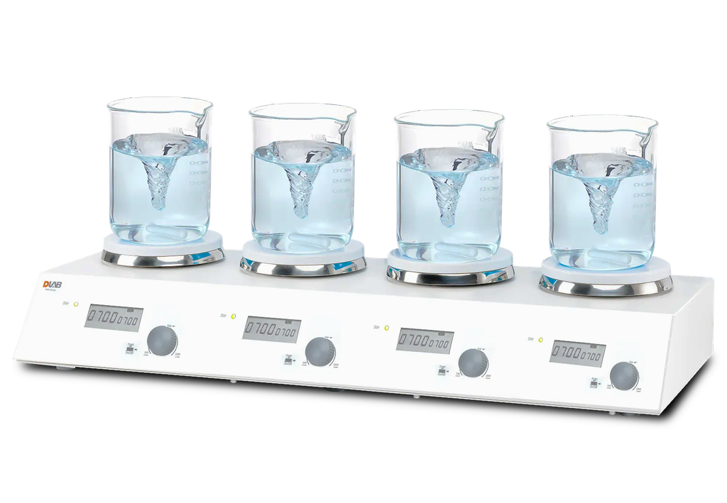 AGITATEUR MAGNETIQUE 4 POSTES PLAQUE EN ACIER INOX MS-M-S4