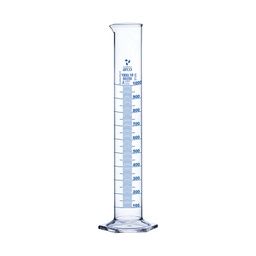 EPROUVETTE EN VERRE A BEC PIED HEXAGONAL GRADUATION BLEU